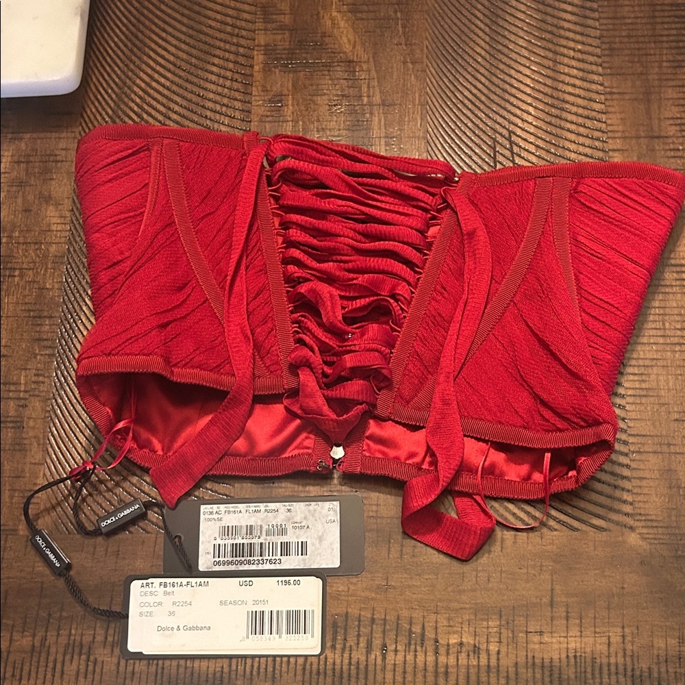 Dolce & Gabbana Vibrant Red Lace-Up Corset